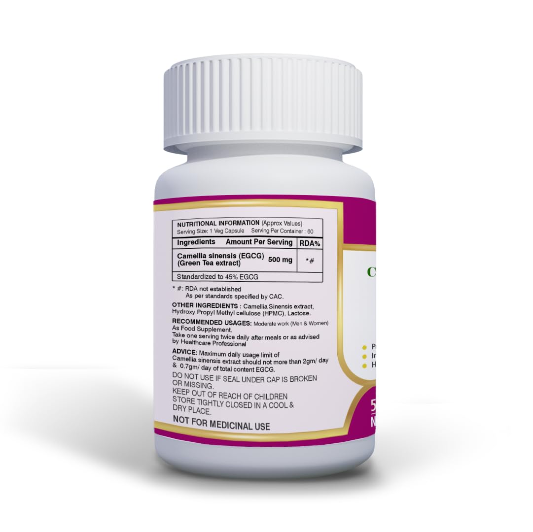 Anjix Green Tea Extract Capsules | Antioxidant & Metabolism Support Supplement | Supports Energy & Wellness | Vegetarian Capsules | 60 Veg Caps