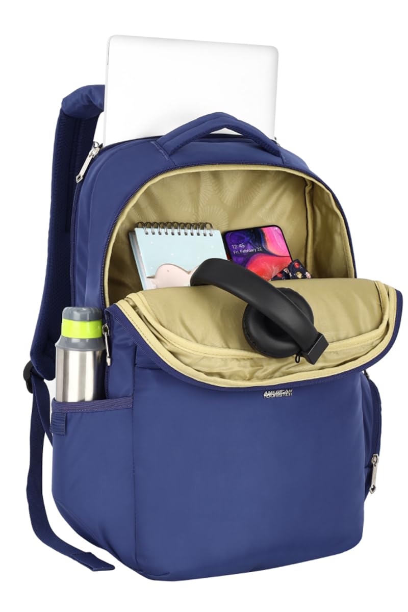 American Tourister Jit+ Polyester Zip Closure 6 Compartment Laptop Backpack (Blue, Free Size),35 L