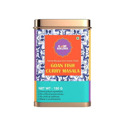 Home Kouzina Goan Fish Curry Masala - 150g| Perfect for Authentic Goan Fish Recipes| No Artificial Additives| Made in Small Batches| 100% Natural Ingredients| Traditional Recipe| Premium Tin Pack