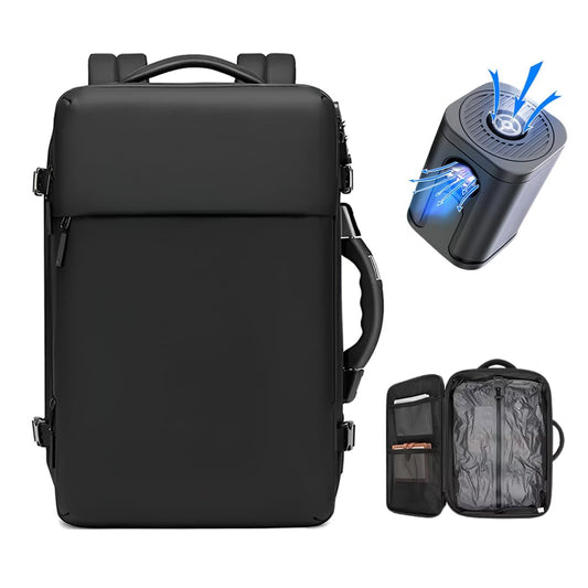TECPHILE AirPack Backpack with Vacuum Compression 60L Large Capacity Expandable Bag, 19” Laptop Compartment, Waterproof, TSA Lock, Anti-Theft, Charging Port Electronic Weighing Handle (with Pump)