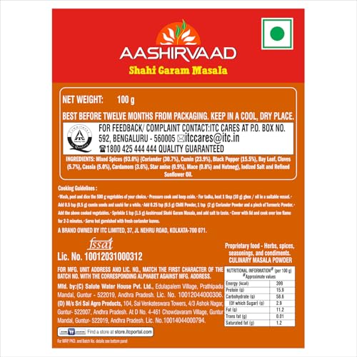 Aashirvaad Shahi Garam Masala, 100g, Blended Spice for Authentic Taste and Colour