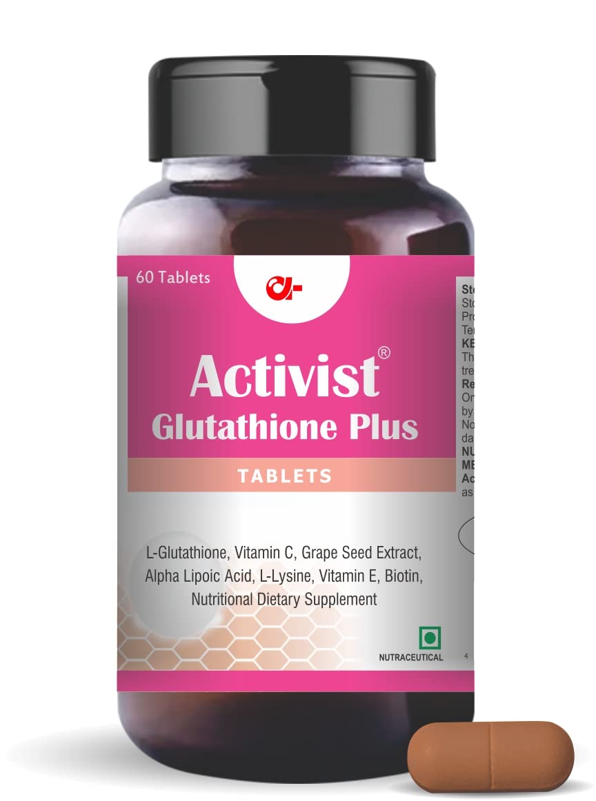 Activist Glutathione plus Tablet – Glutathione, Vitamin C, Vitamin E & Biotin Tablet, (60 Tablets)