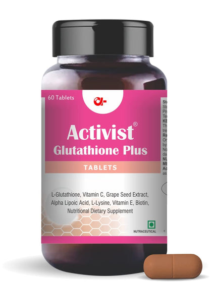 Activist Glutathione plus Tablet – Glutathione, Vitamin C, Vitamin E & Biotin Tablet, (60 Tablets)