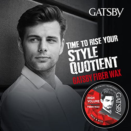 Gatsby Styling Fiber Hair Wax - Bold & Rise 75gm | High Volume, Natural Finish, Strong Hold, Anytime Re-Stylable & Easy Wash Off | For High Quiff Hair Style | Hair Styling Wax for Men