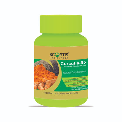 SCORTIS HEALTH CARE Curcutis-95 appears to be a health supplement from Scortis Healthcare CURCUTIS-95 (95% CURCUMINOIDS) (30 No) Pack of 1