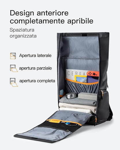 Inateck RollTop 22-26.8L Men's and Women's Laptop Backpack with 180° Opening Main Compartment and Waterproof Zipper, Travel Bag for Leisure and Cycling