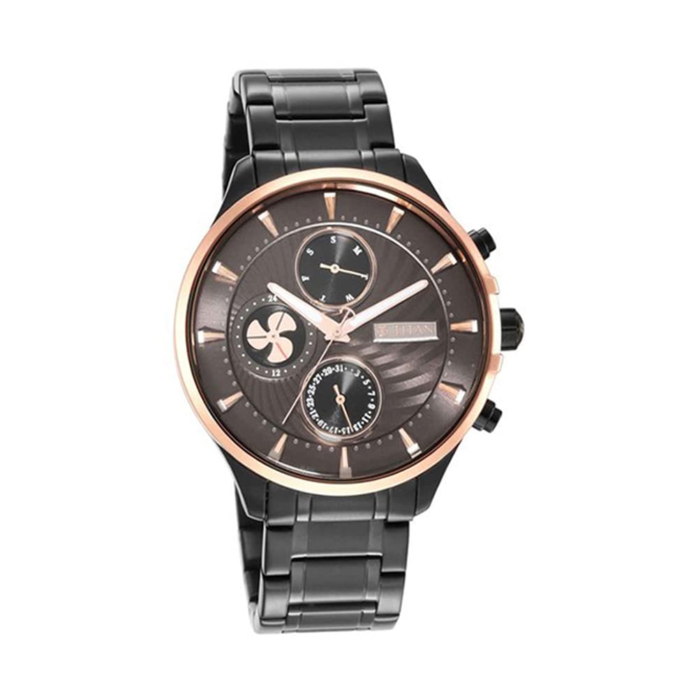 Titan Regalia Maritime Gray Dial Quartz Multifunction Stainless Steel Strap Watc