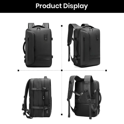TECPHILE Airpack Laptop Backpack Vacuum Bag for Men Travel Waterproof Large Capacity 22L-45L Convertible Duffle Bag, fit for 17.3” Laptop USB Charging Port, Travelling Bag (Bag + Vacuum Pump)