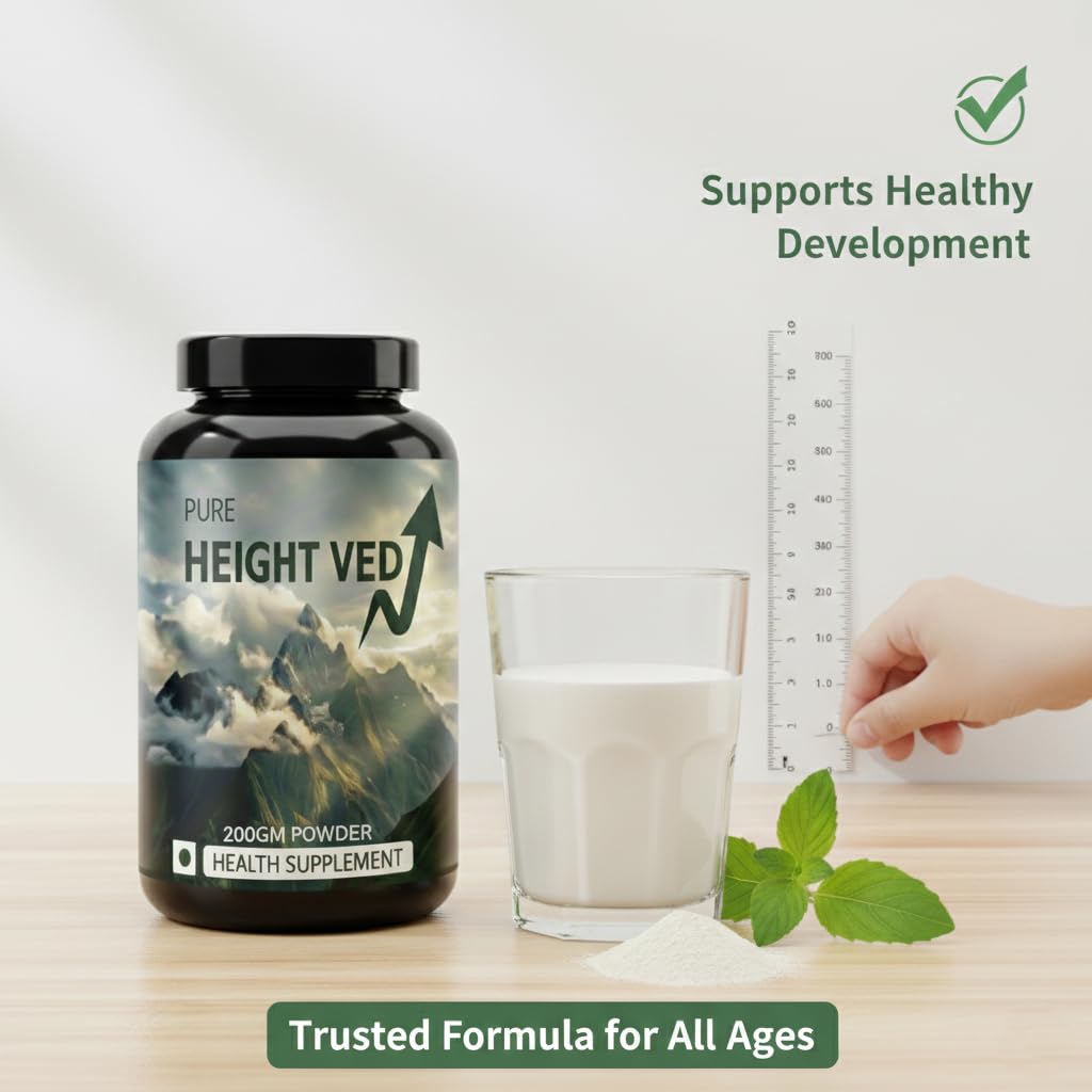 Strength Core The Height Veda Supreme Formula – Natural Ayurvedic Supplement for Height & Bone Health | 200Gram powder for Teens & Adults | Supports Growth & Wellness