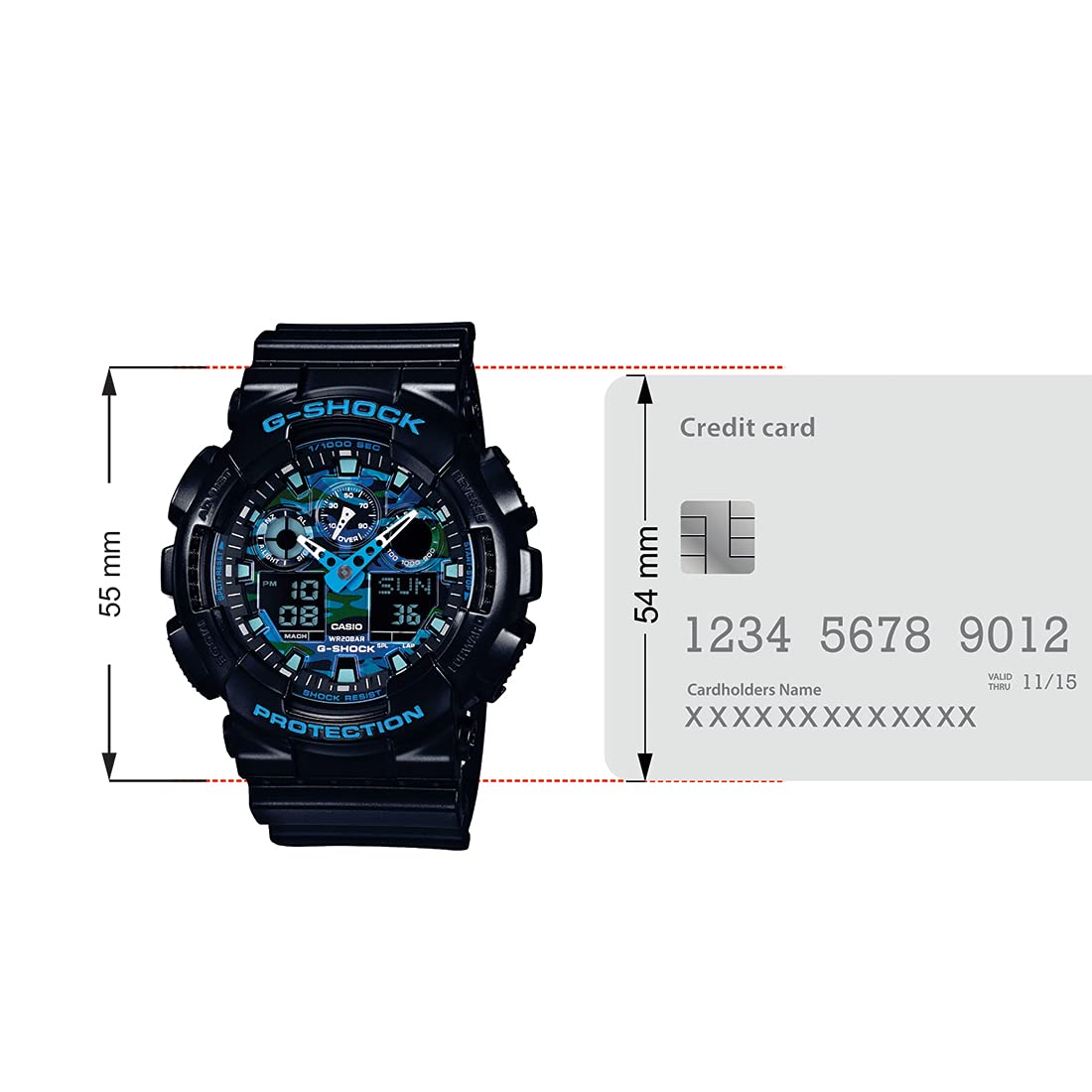 Casio G-Shock GA-100CB-1ADR Black & Blue Camouflage Analog-Digital Dial Black Resin Strap Men's Watch Shock And 200M Water Resistant G625