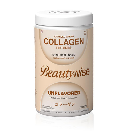 Beautywise Advanced Marine Collagen Peptides With Hyaluronic Acid, Glutathione & Biotin | No Smell & Easy To Mix With No Added Sugar 200G (Unflovoured Pack Of 1)