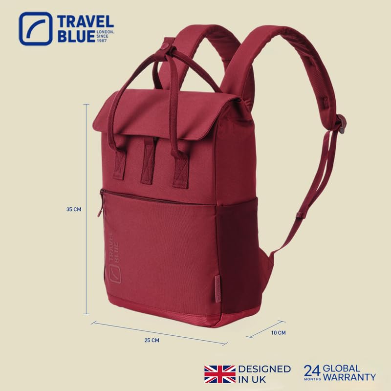 Travel Blue CITYSMART NEXT M Backpack for Women – Stylish Everyday Backpack with 13-inch Laptop Compartment (Red)