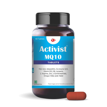 Activist- M Co enzyme Q10 L arginine Lycopene with L carnitine Astaxanthin Tablet | Nutritional Dietary Supplement | Multivitamin- 60 Tablets