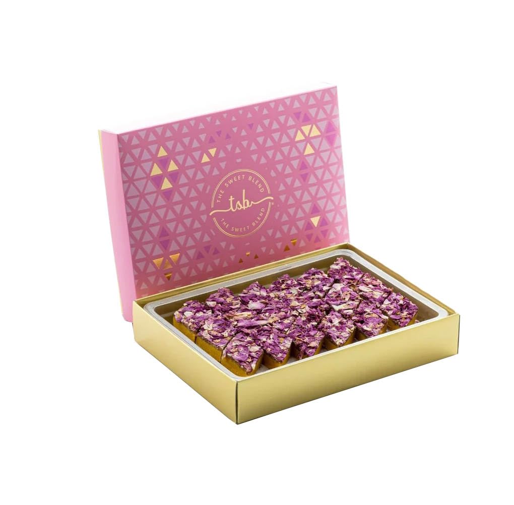 THE SWEET BLEND Rose Kaju Katli 500g | Gulab Gulkand Flavoured Cashew Mithai | Authentic Indian Sweets for Raksha Bandhan - Rakhi