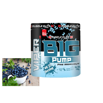MUSCLE ELITE FITNES Big Pump Pre Workout is prepared to boost explosive energy, strength, focus, endurance and maximum performance during workout, exercise. [Blueberry with sipper]