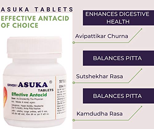 Ganga Asuka Tablet Ayurvedic Medicine For Hyperacidity (250-Tablets)…