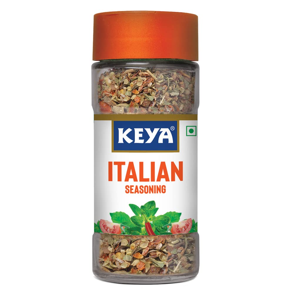 Keya Italian Seasoning, All Natural & Healthy Italian Spice Blend for Pizza, Pasta| Glass Bottle | Premium Herbs and Spices 35gm