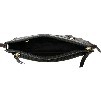 Hidesign Leather Sling Bag- Emerald Brown