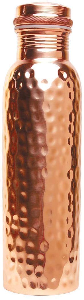 OSNICA 100% Pure Copper Water Bottle Ayurvedic Water Copper Bottle - Leak-Proof Water Bottle Seal Cap, Joint Free Copper Bottle 32 Oz Hammered (Hammered) 900 ML (Pack of 1)