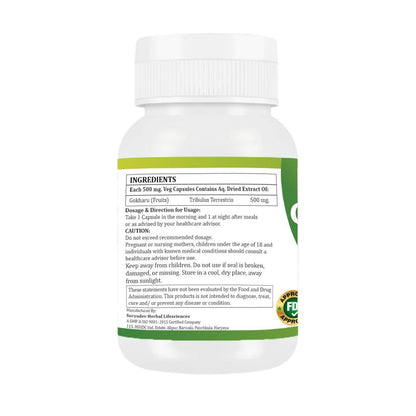 MORSAN HEALTHCARE | Gokharu Capsules | Tribulus terrestris 500mg – 60 Count | 1 Pack | Vegetarian | Plant-Based | Herbal Supplement | No Artificial Additives | Gluten Free | Organic | natural |