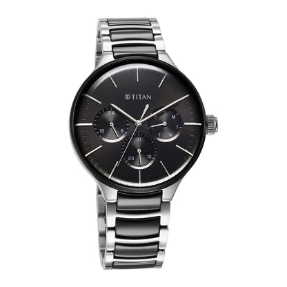 Titan Ceramic Fusion Quartz Black Round Dial Men's Analog Watch | Stain- image 6