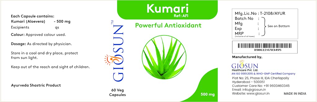 Giosun Kumari(Aloevera) 500mg Veg Capsules