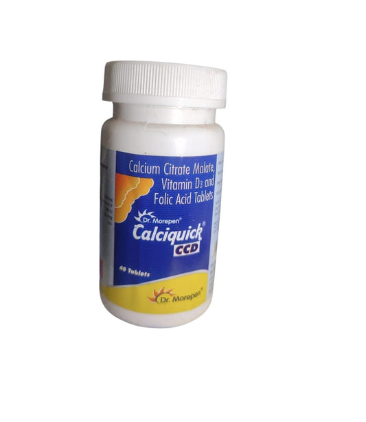 Calciquick CCD Calcium Citrate Malate, Vitamin D3 and Folic Acid Tablets, 40 Tablets