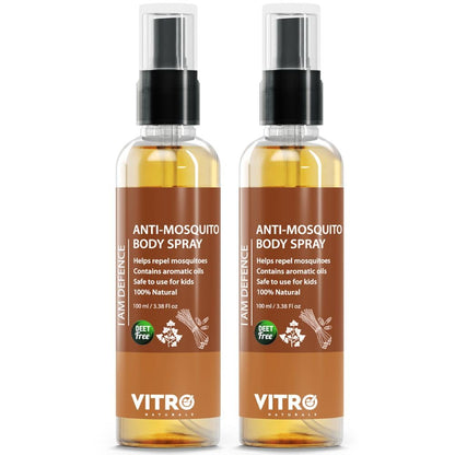Vitro Mosquito Repellent Body Spray - Mosquito Repellents for Kids, Safe and Gentle on Skin, Pleasent Smell 100 ml | I AM Difference (Pack of 2)