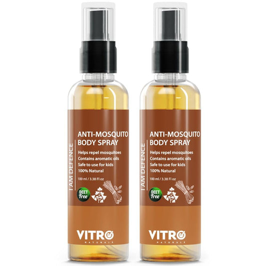 Vitro Mosquito Repellent Body Spray - Mosquito Repellents for Kids, Safe and Gentle on Skin, Pleasent Smell 100 ml | I AM Difference (Pack of 2)