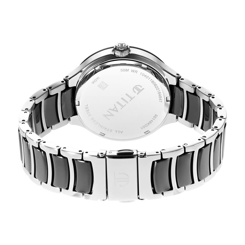 Titan Ceramic Fusion Quartz Black Round Dial Men's Analog Watch | Stain- image 2