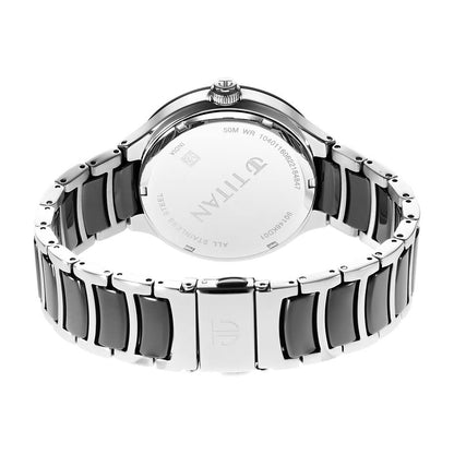 Titan Ceramic Fusion Quartz Black Round Dial Men's Analog Watch | Stain- image 2