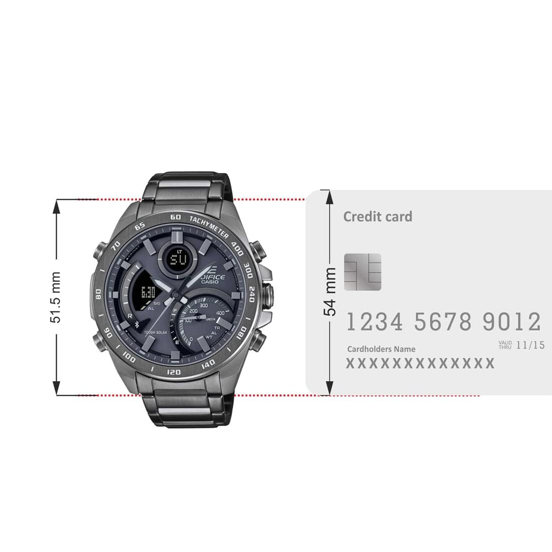 Casio Edifice ECB-900MDC-1ADR Gray Analog-Digital Dial Gray Ion Plated Stainless Steel Band Men's Watch Smartphone Link World Time ED527