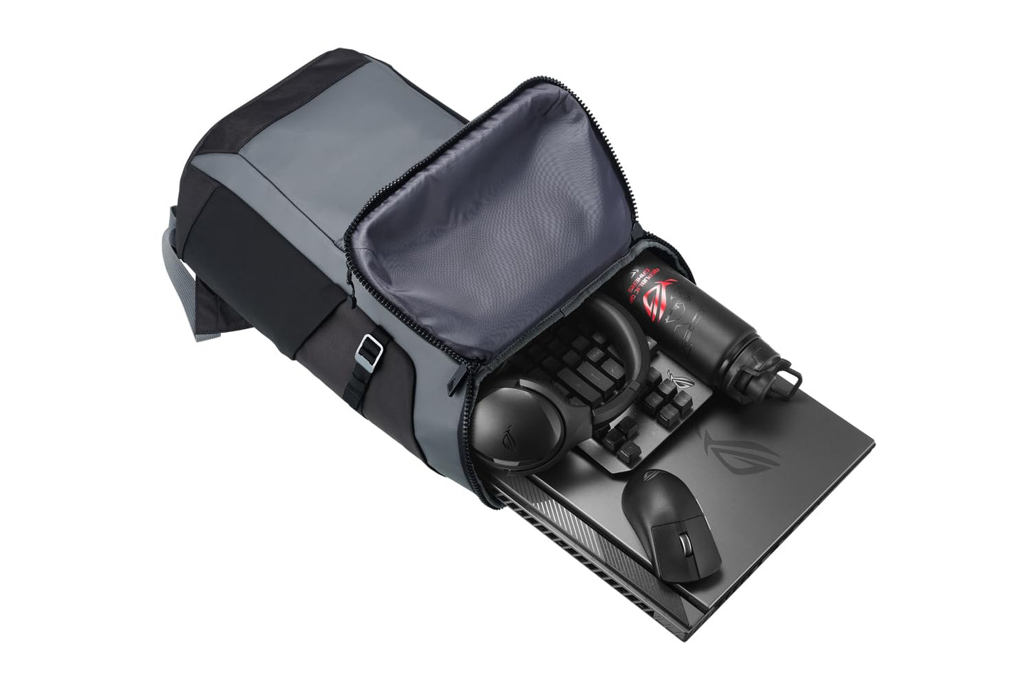 ROG Ranger BP2701 Cybertext Edition (2025) Gaming Backpack, Spacious Storage Upto 22L, Ergonomic Design, Built-in Luggage Strap, Adjustable Chest Strap, fits up to a 17-inch Laptop, Grey, 0.93 kg