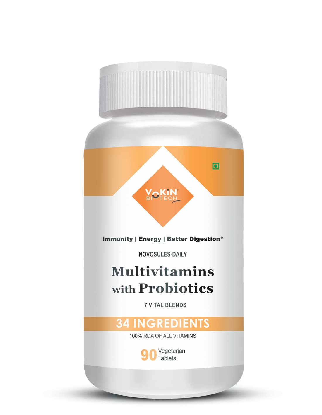 Vokin Biotech Multivitamin with Probiotics, With Vitamin C, Vitamin B, Vitamin D, Zinc, Supports Immunity and Gut health, For Men and Women (Multivitamin With Probiotics) (90 Tablets)