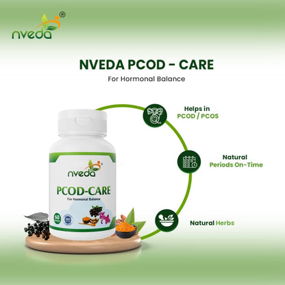 Nveda Ayurvedic herbs based PCOS/PCOD Care Tablets, PCOS Supplements for Women Regular Menstrual Cycle & Hormonal Balance (60 capsules)