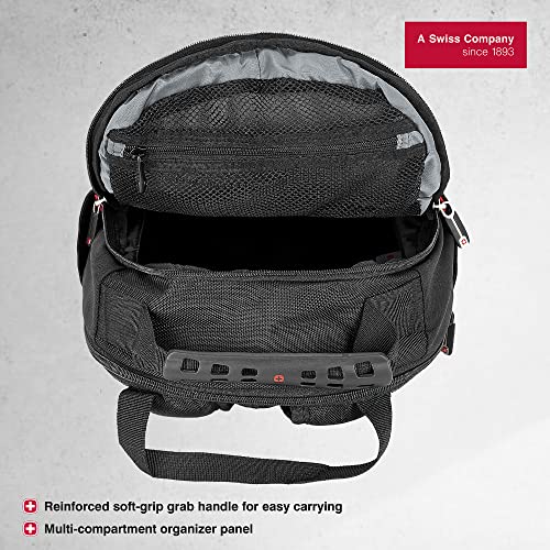 Wenger NANOBYTE 13 Inch Laptop Backpack, Padded Laptop Compartment with iPad/Tablet/eReader Pocket in Black-blend of style & function, Swiss designed, 600626, S