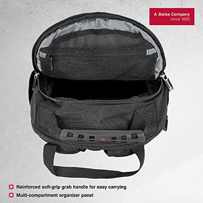 Wenger NANOBYTE 13 Inch Laptop Backpack, Padded Laptop Compartment with iPad/Tablet/eReader Pocket in Black-blend of style & function, Swiss designed, 600626, S