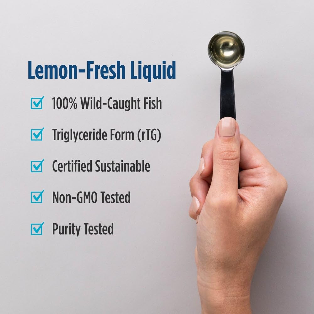 Nordic Naturals Ultimate Omega 3 Fish Oil Liquid | High Potency Omega 3 Fatty Acids Supplement For Men & Women | 2840 Mg EPA & DHA | Promotes Brain & Heart Health | Lemon Flavour 8 Oz