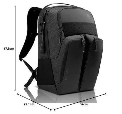 Alienware 28L Horizon Utility Backpack|Weather Resistant |Nylex, Cushioned EVA |Sternum + Shoulder Carrying Straps |Front & Mesh Pocket with 3 Year Warranty |AW523P- Color: Galaxy Weave Black.