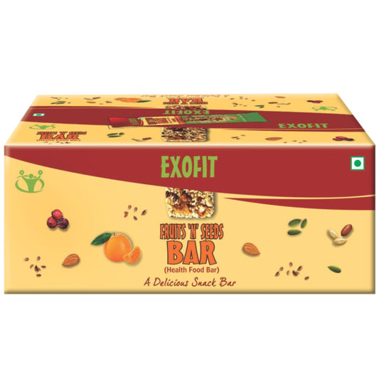 Exofit Fruits 'N' Seeds Bar -35g (Pack of 6 Bars) Ready to Eat Snack Bar - Zero Cholesterol, High Fiber, No Trans Fat, Orange - 210Gm