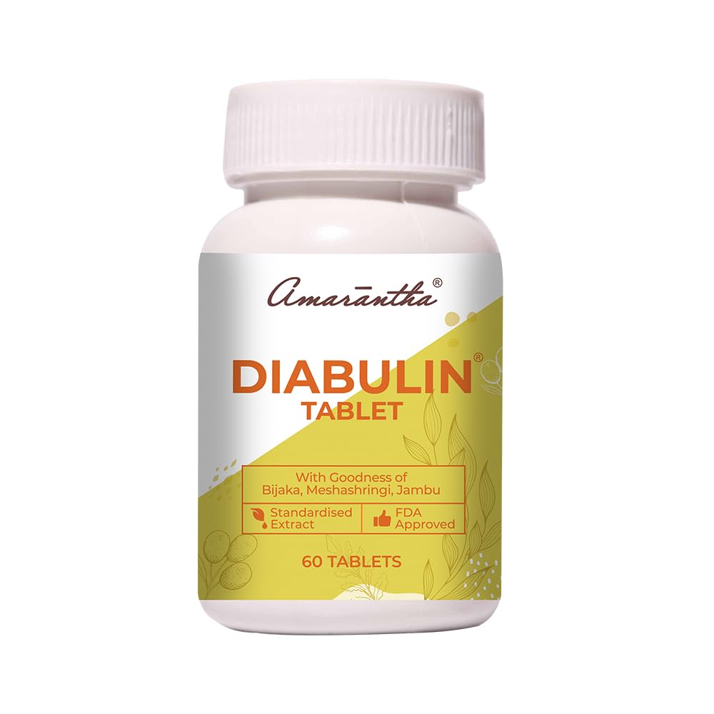 Amarantha Diabulin Tablet - Ayurvedic Blood Sugar Support (60 Tablets) | GMP Certified | Tested for Heavy Metals & Microbes | With Extracts Meshashringi, Bijak & Karela