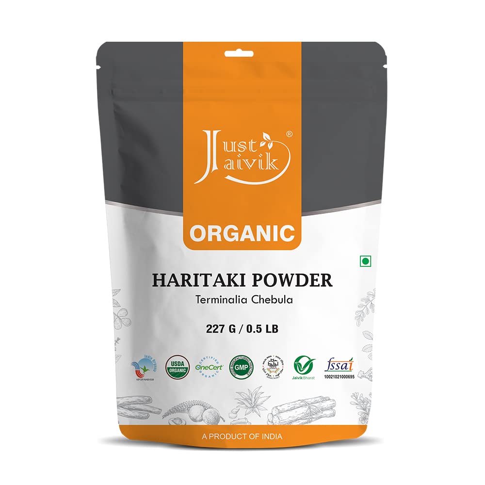 100% Organic Haritaki Powder - Terminalia Chebula -227g / 0.5 LB - USDA Certified Organic - An Ayurvedic Herb for Detoxification & rejuvenation for Vata