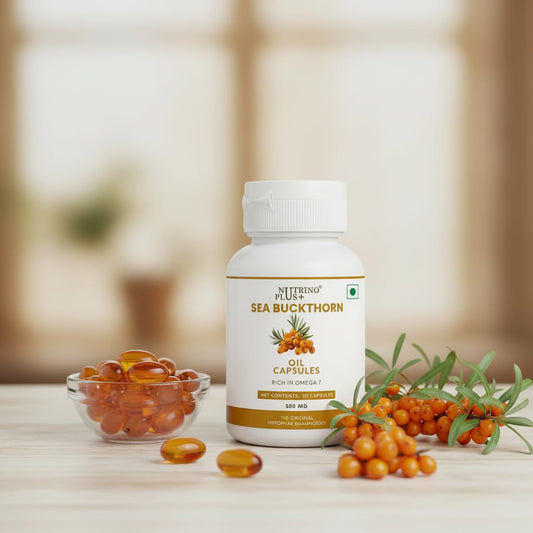 Sea Buckthorn Oil Capsules 500mg | All 4 Omegas — 3, 6, 7 & 9 in One Softgel | Hippophae Rhamnoides | Supports Heart, Joints, Skin & Gut Health | 30 Dietary Supplement Capsules