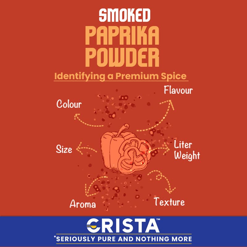 CRISTA Smoked Paprika Powder from Fresh & Flavourful Dried Chillies with Zero added Colours, Fillers, Additives & Preservatives Smoky Flavour & Aroma 45 gms