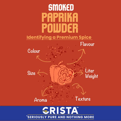 CRISTA Smoked Paprika Powder from Fresh & Flavourful Dried Chillies with Zero added Colours, Fillers, Additives & Preservatives Smoky Flavour & Aroma 45 gms
