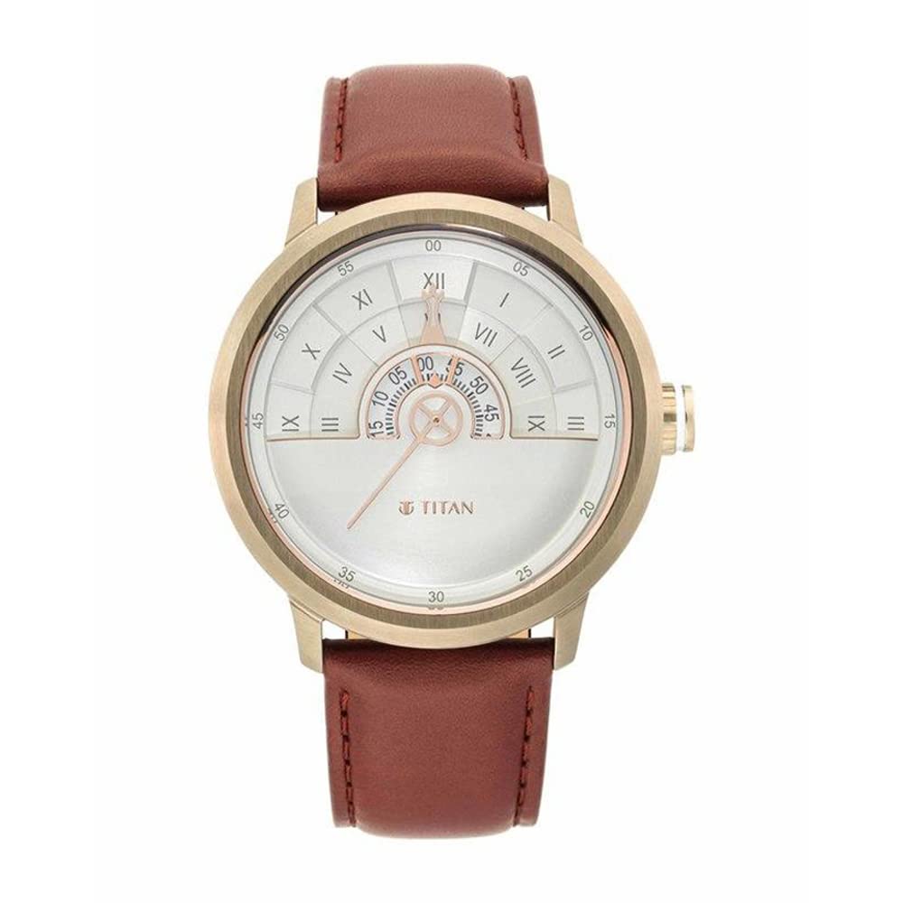 Titan Regalia Grandmaster White Dial Quartz Analog Leather Strap Watch- image 5