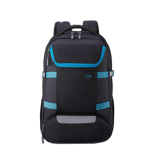 American Tourister Zipper Magna Pace Polyester Men's Backpack (Free Size, Black)