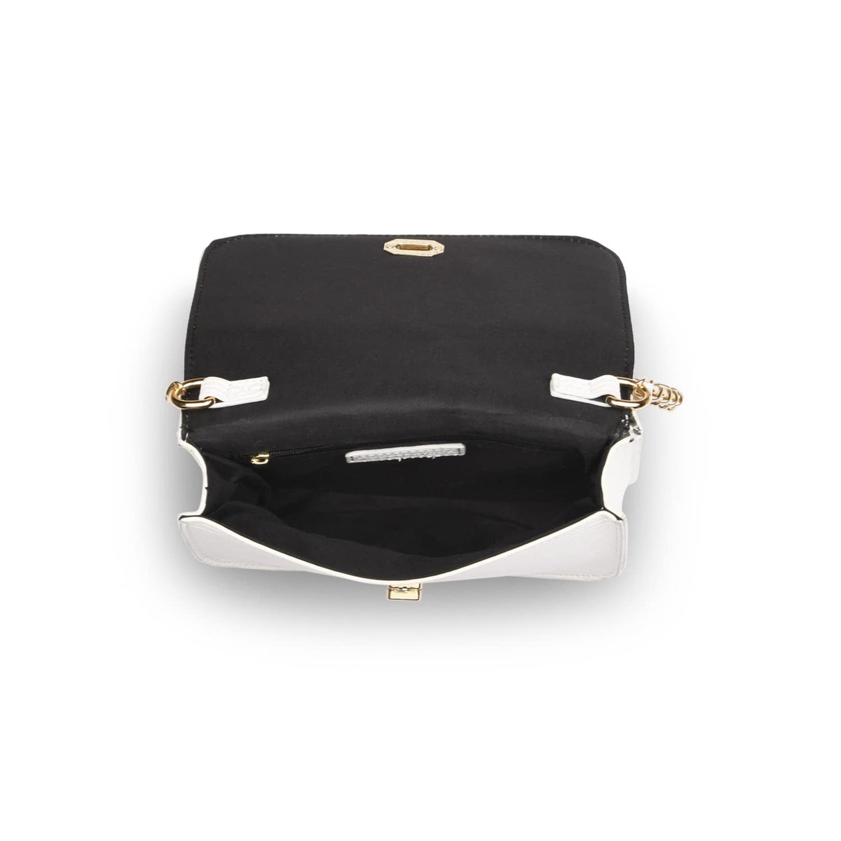 Accessorize London Women's Faux Leather Woven Chain White Evie Sling Bag