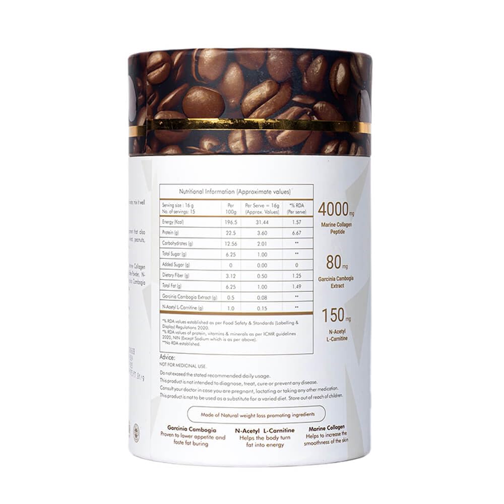 Anvika Slender Collagen Coffee with Marine Collagen Peptides, Garcinia Cambogia & L-Carnitine | Supports Weight Management, Boost Metabolism | Real Coffee Flavor | 150g