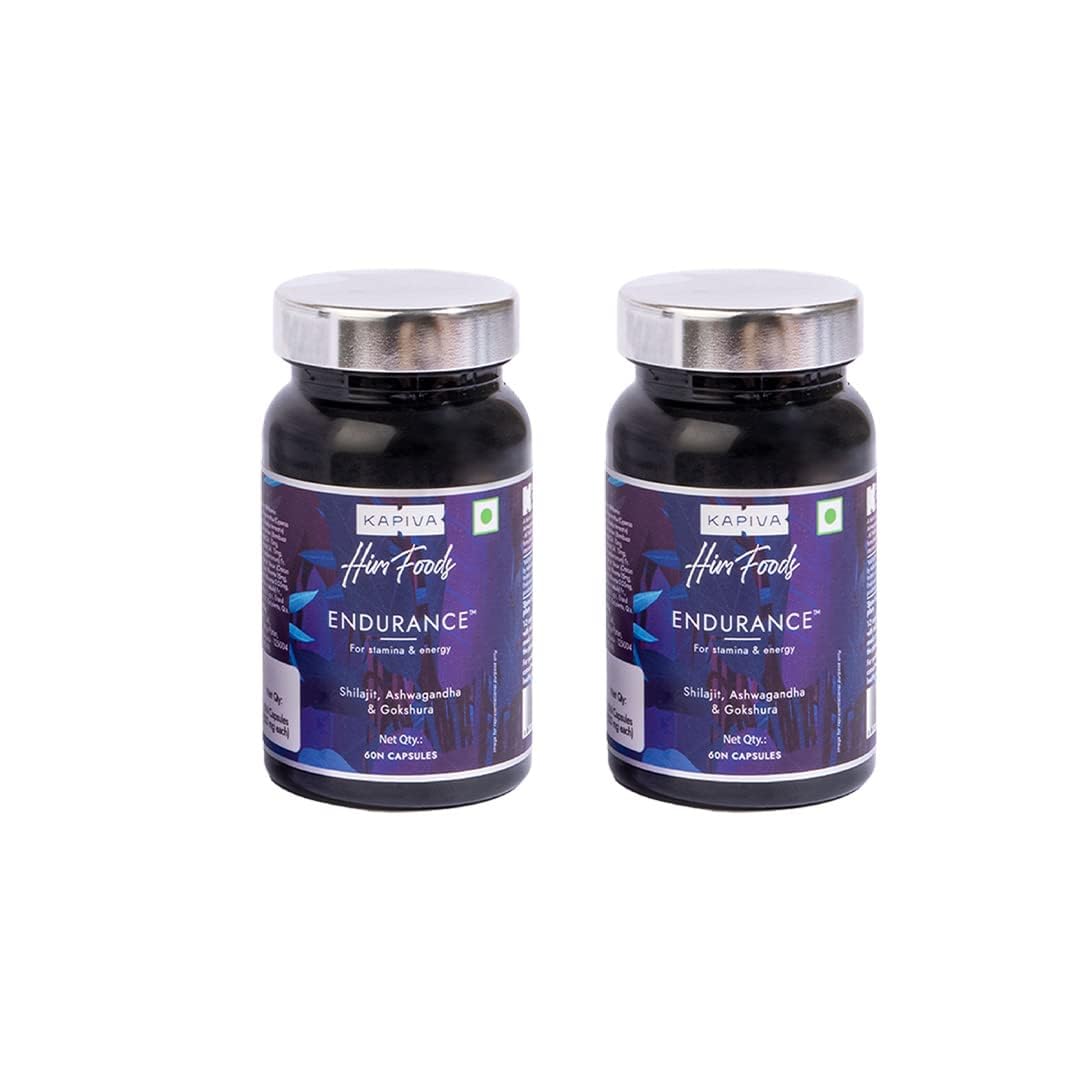 Kapiva Endurance Capsules - Research-backed blend of 14 Herbs & 7 Bhasmas like Ashwagandha, Shilajit & Gokshura to unlock peak performance - Pack of 2